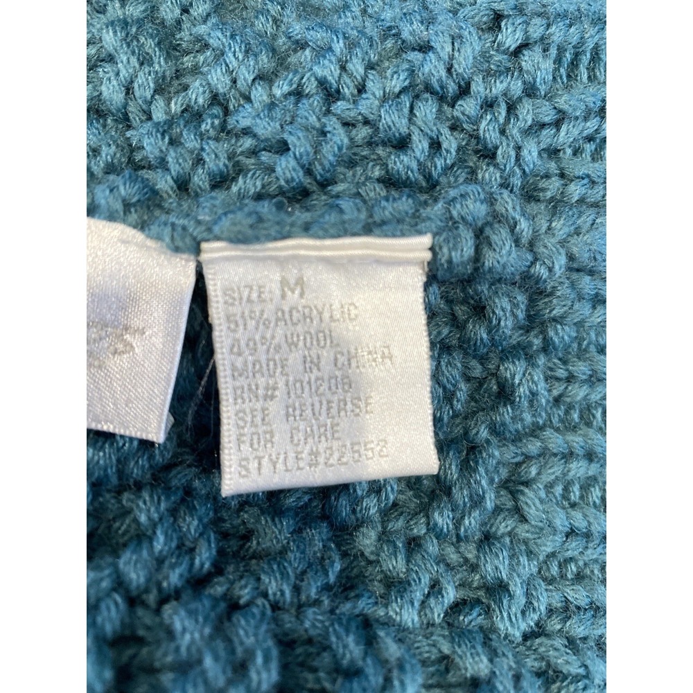Soft Surroundings MED Cardigan Sweater Vest Teal Green Chunky Knit Snap CUTE - Picture 5 of 7